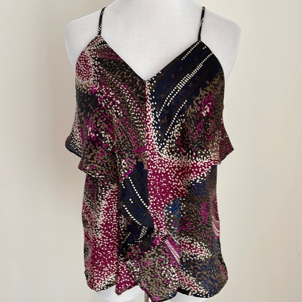 Spaghetti strap blouse V-neck crisscross back by Graylin XS 100% polyester